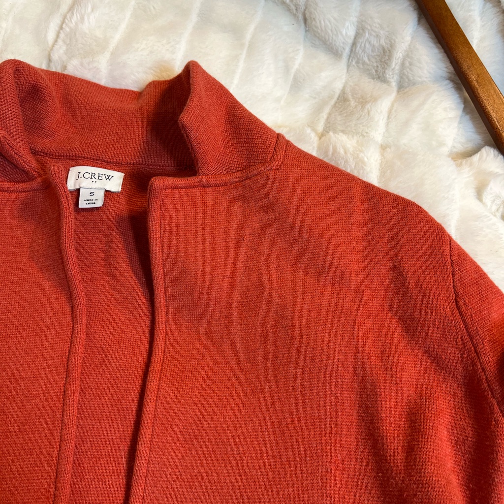 J. Crew S Burnt Orange Red Cotton Knit Blazer Suit Jacket Workwear Office City